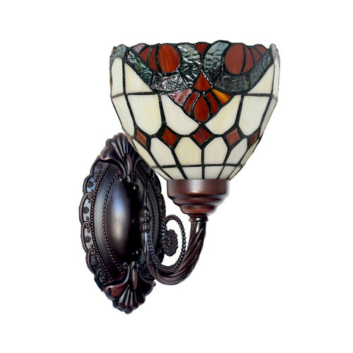 BowLift | Baroque Grid Wall Lamp 1 Main Spotted Art Glass Wall Light Fixture in Black