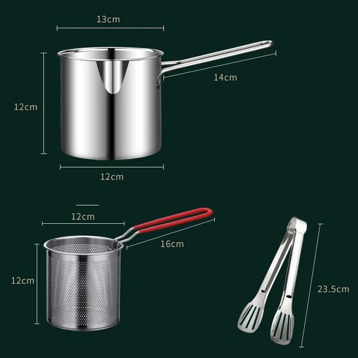 BowLift | Stainless steel deep fryer with anti-scald handle & oil-saving design