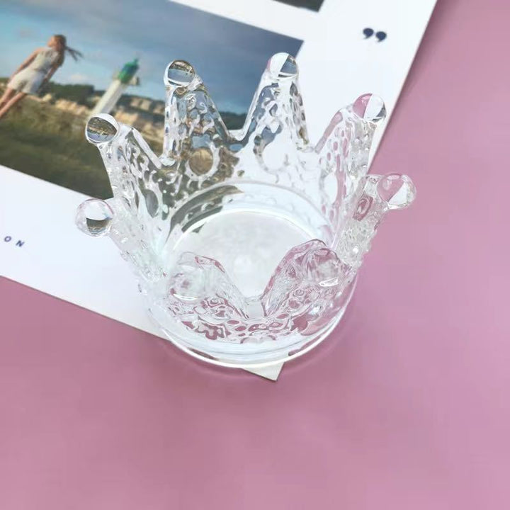 Crown-Shaped Textured Glass Votive Candle Holder Bowlift