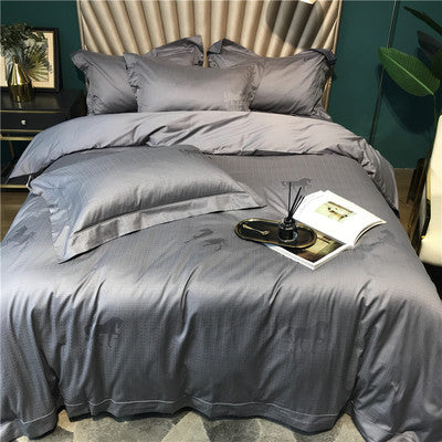 Silky Jacquard Sateen Duvet Cover Set with Damask Weave
