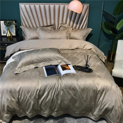 Silky Jacquard Sateen Duvet Cover Set with Damask Weave