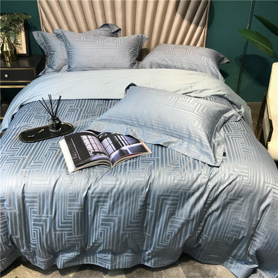 Silky Jacquard Sateen Duvet Cover Set with Damask Weave