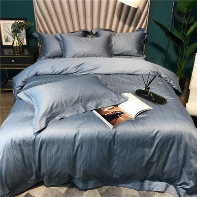 Silky Jacquard Sateen Duvet Cover Set with Damask Weave