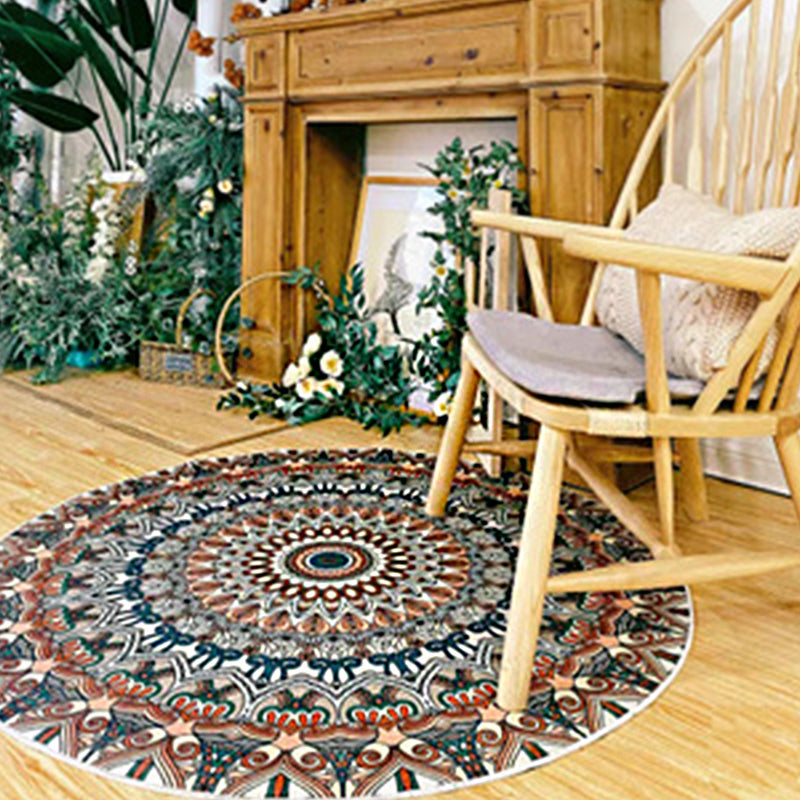 BowLift | Ethnic Multicolor Floral Rug Synthetic Pearls Rug Non-Slip Backing Pet-Friendly Machine Washable Rug for Large Room