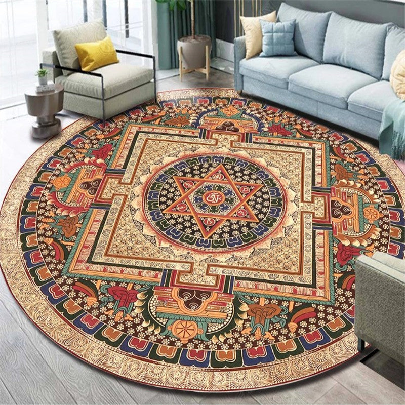 BowLift | Ethnic Multicolor Floral Rug Synthetic Pearls Rug Non-Slip Backing Pet-Friendly Machine Washable Rug for Large Room
