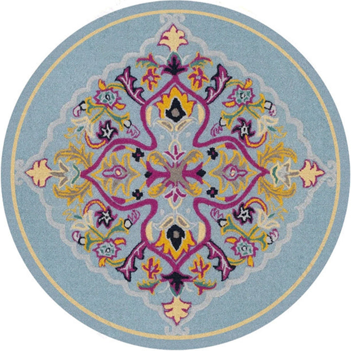 BowLift | Ethnic Multicolor Floral Rug Synthetic Pearls Rug Non-Slip Backing Pet-Friendly Machine Washable Rug for Large Room