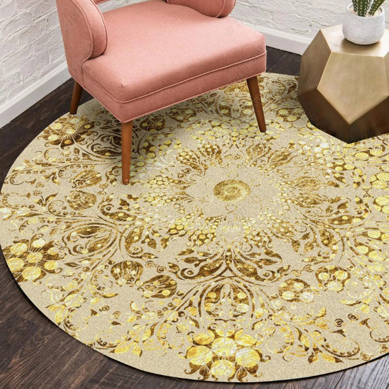 BowLift | Ethnic Multicolor Floral Rug Synthetic Pearls Rug Non-Slip Backing Pet-Friendly Machine Washable Rug for Large Room