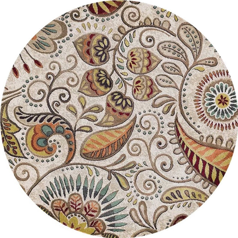 BowLift | Ethnic Multicolor Floral Rug Synthetic Pearls Rug Non-Slip Backing Pet-Friendly Machine Washable Rug for Large Room