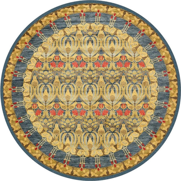 BowLift | Ethnic Multicolor Floral Rug Synthetic Pearls Rug Non-Slip Backing Pet-Friendly Machine Washable Rug for Large Room