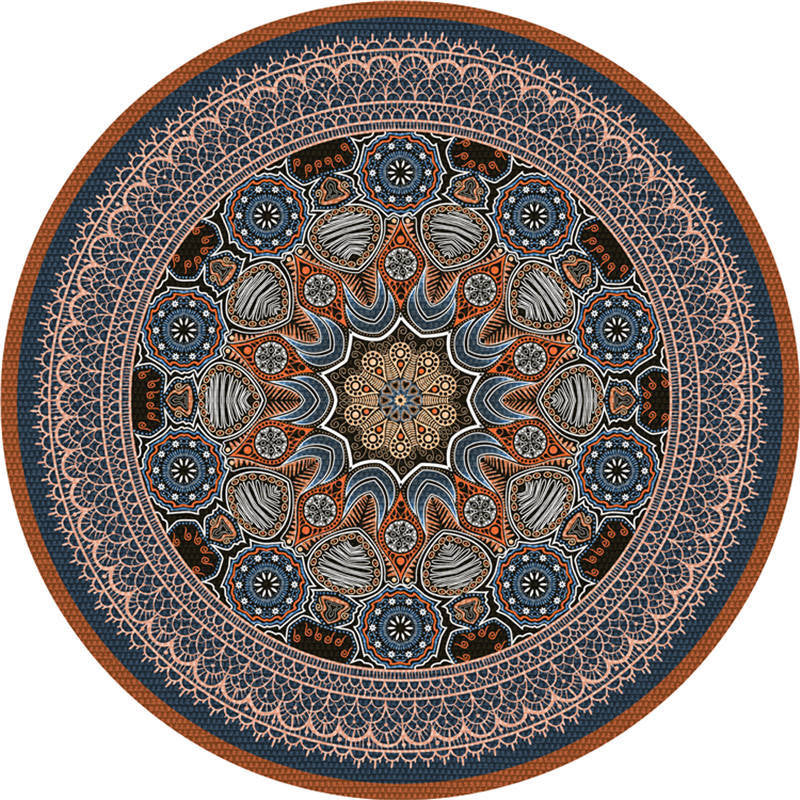 BowLift | Moroccan Living Room Carpet Multicolored Flower Carpet Polyester Machine Washable Stain Resistant Non-Slip Backing Carpet