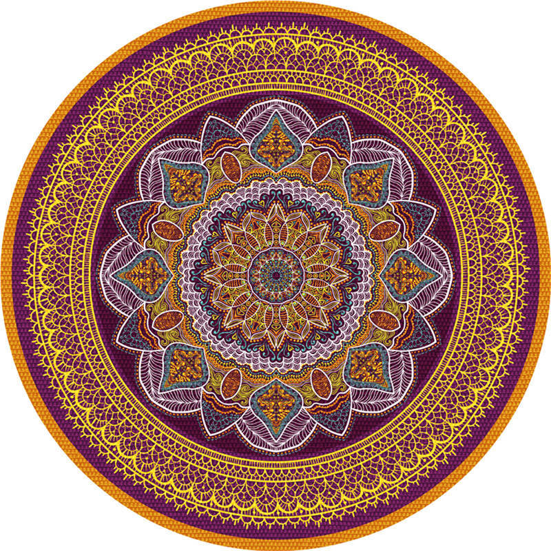 BowLift | Moroccan Living Room Carpet Multicolored Flower Carpet Polyester Machine Washable Stain Resistant Non-Slip Backing Carpet