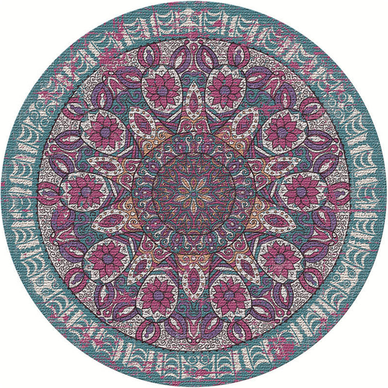 BowLift | Moroccan Living Room Carpet Multicolored Flower Carpet Polyester Machine Washable Stain Resistant Non-Slip Backing Carpet