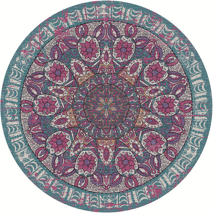 BowLift | Moroccan Living Room Carpet Multicolored Flower Carpet Polyester Machine Washable Stain Resistant Non-Slip Backing Carpet
