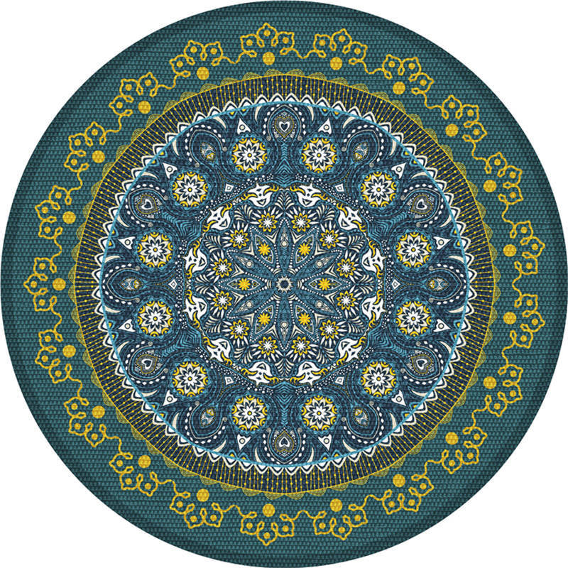 BowLift | Moroccan Living Room Carpet Multicolored Flower Carpet Polyester Machine Washable Stain Resistant Non-Slip Backing Carpet