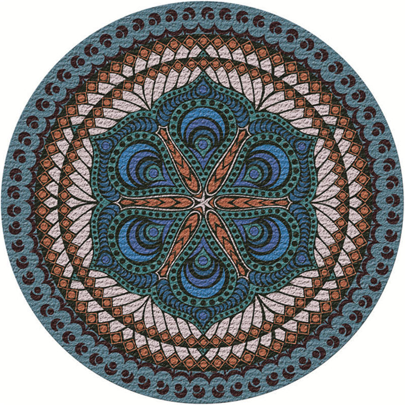 BowLift | Moroccan Living Room Carpet Multicolored Flower Carpet Polyester Machine Washable Stain Resistant Non-Slip Backing Carpet