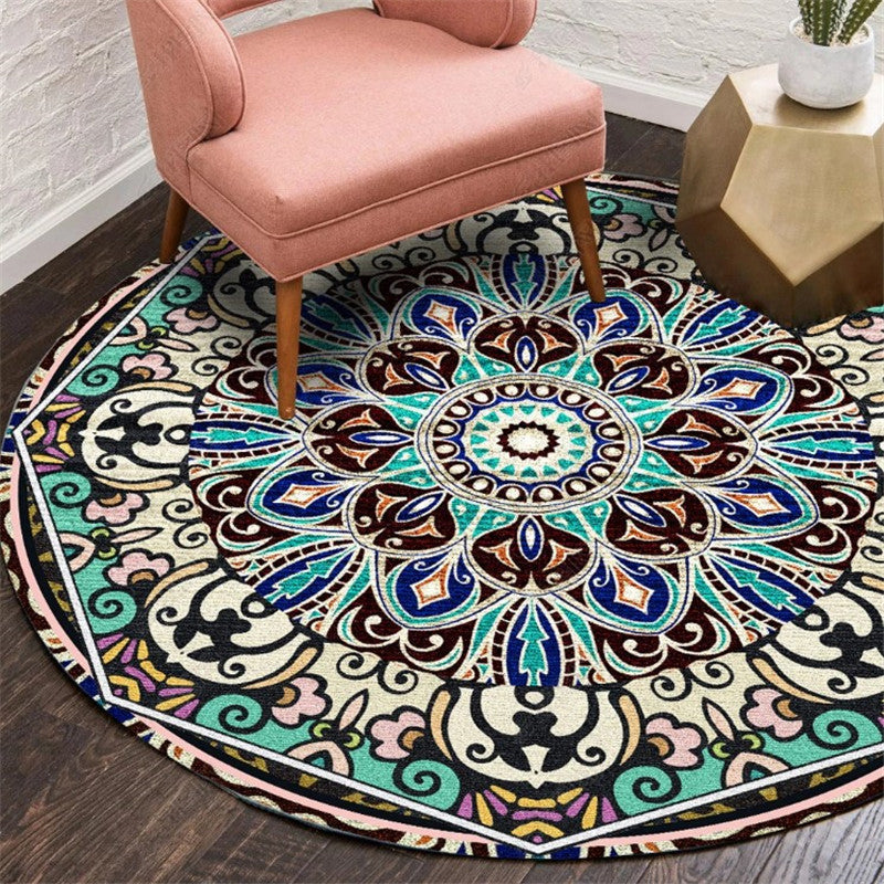 BowLift | Moroccan Living Room Carpet Multicolored Flower Carpet Polyester Machine Washable Stain Resistant Non-Slip Backing Carpet