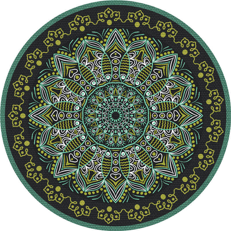 BowLift | Moroccan Living Room Carpet Multicolored Flower Carpet Polyester Machine Washable Stain Resistant Non-Slip Backing Carpet