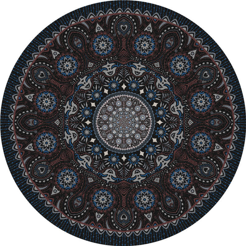 BowLift | Moroccan Living Room Carpet Multicolored Flower Carpet Polyester Machine Washable Stain Resistant Non-Slip Backing Carpet