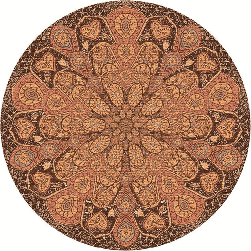 BowLift | Moroccan Living Room Carpet Multicolored Flower Carpet Polyester Machine Washable Stain Resistant Non-Slip Backing Carpet