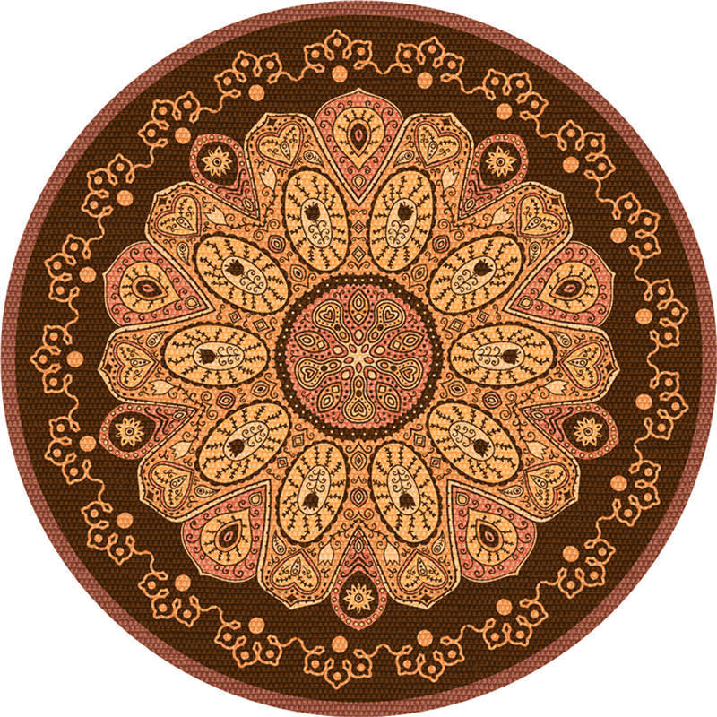 BowLift | Moroccan Living Room Carpet Multicolored Flower Carpet Polyester Machine Washable Stain Resistant Non-Slip Backing Carpet