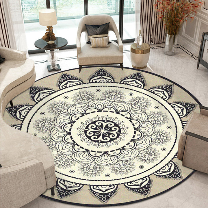 BowLift | Moroccan Style Sunflower Rug Gray-Black Synthetic Rug Washable Non-Slip Backing Stain-Resistant Rug for Family Room