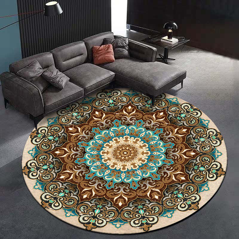 BowLift | Multicolored Living Room Carpet Turkish Floral Swirl Rug Synthetic Non-Slip Pet-Friendly Machine Washable Carpet
