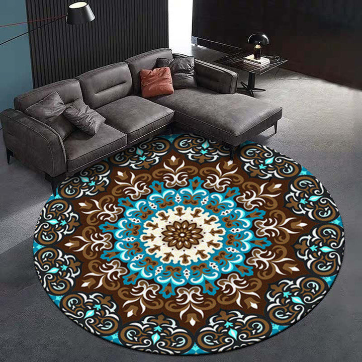 Multicolored living room rug Turkish floral swirl rug synthetic non-slip pet-friendly machine washable rug | Bowlift