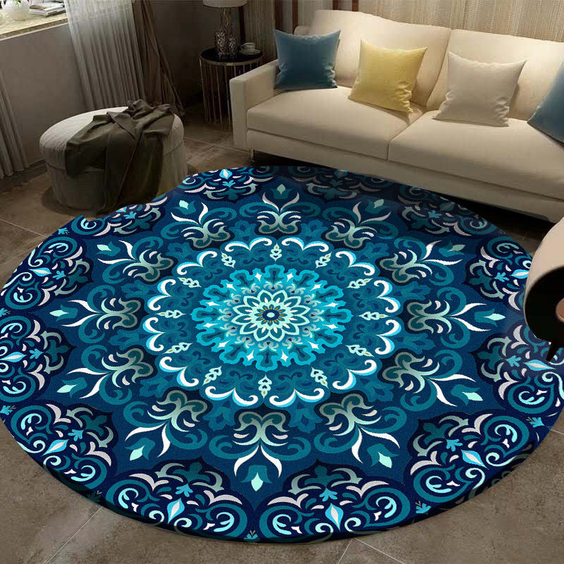 Multicolored living room rug Turkish floral swirl rug synthetic non-slip pet-friendly machine washable rug | Bowlift