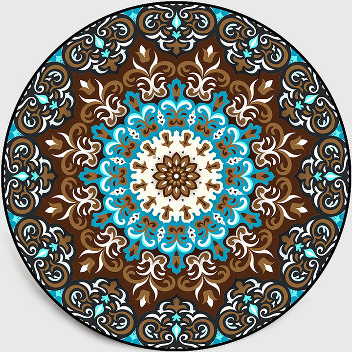 Multicolored living room rug Turkish floral swirl rug synthetic non-slip pet-friendly machine washable rug | Bowlift