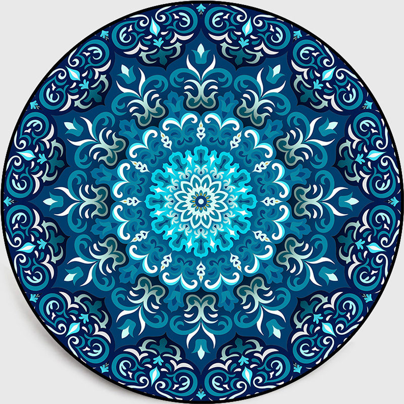 Multicolored living room rug Turkish floral swirl rug synthetic non-slip pet-friendly machine washable rug | Bowlift