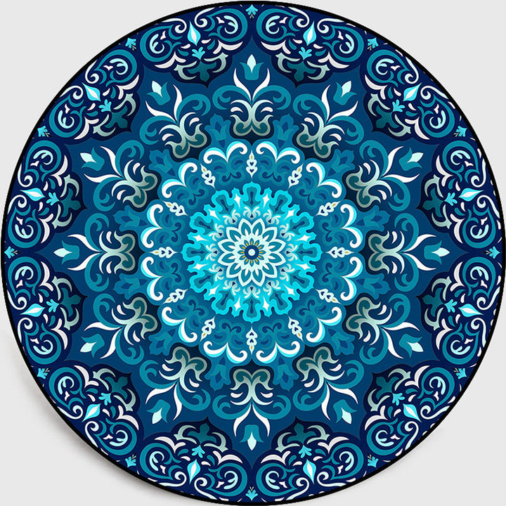 Multicolored living room rug Turkish floral swirl rug synthetic non-slip pet-friendly machine washable rug | Bowlift