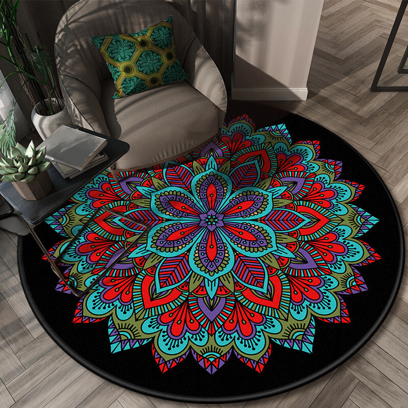 BowLift | Glamorous layered floral pattern rug multicolored Moroccan rug polypropylene stain resistant non-slip backing machine washable rug for home