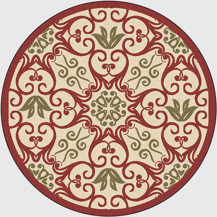 Moroccan Bedroom Area Rug Multicolored Scroll Pattern Rug Synthetic Non-Slip Washable Pet-Friendly Indoor Rug | Bowlift