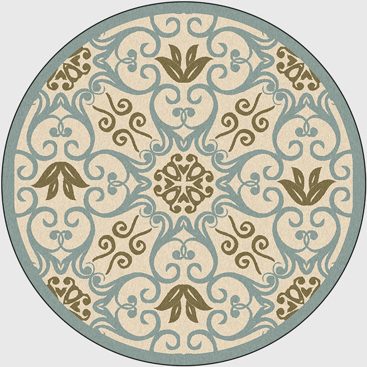 Moroccan Bedroom Area Rug Multicolored Scroll Pattern Rug Synthetic Non-Slip Washable Pet-Friendly Indoor Rug | Bowlift