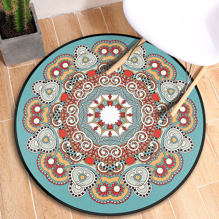 BowLift | Tribal Mandala Indoor Rug Multicolored Moroccan Rug Synthetic Non-Slip Stain Resistant Pet Friendly Rug for Room