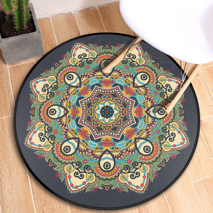 BowLift | Tribal Mandala Indoor Rug Multicolored Moroccan Rug Synthetic Non-Slip Stain Resistant Pet Friendly Rug for Room