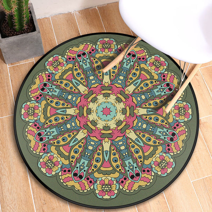 BowLift | Tribal Mandala Indoor Rug Multicolored Moroccan Rug Synthetic Non-Slip Stain Resistant Pet Friendly Rug for Room