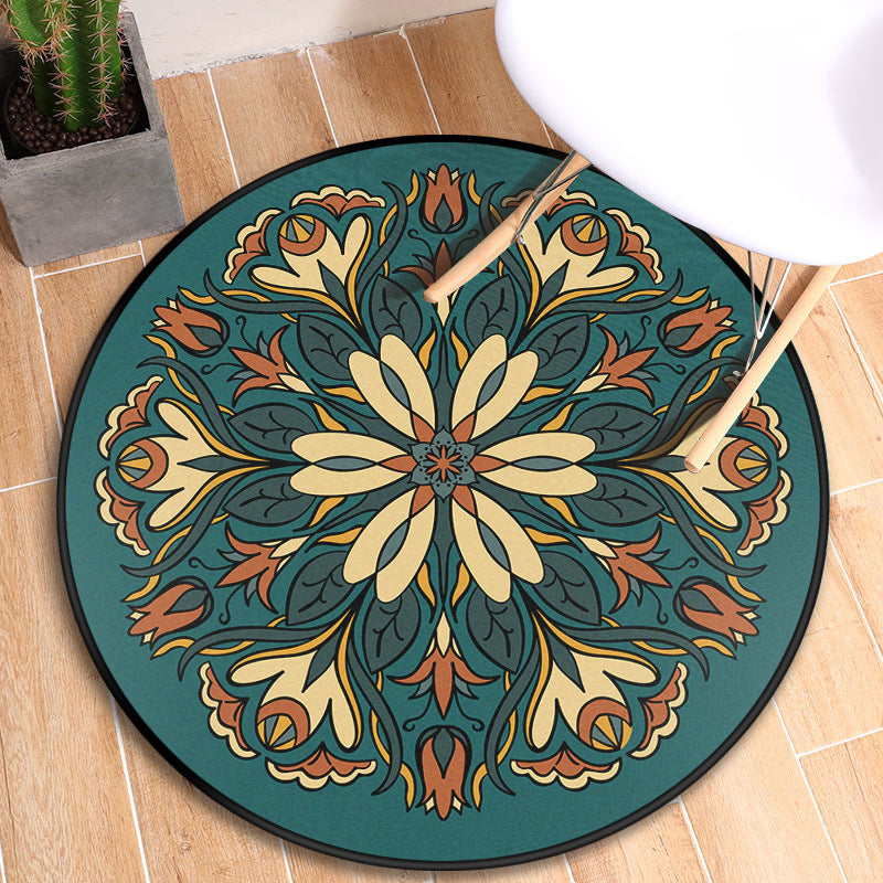 BowLift | Tribal Mandala Indoor Rug Multicolored Moroccan Rug Synthetic Non-Slip Stain Resistant Pet Friendly Rug for Room