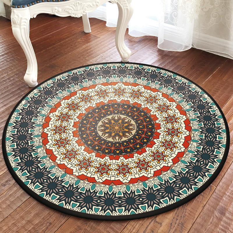 BowLift | Traditional Multicolored Moroccan Carpet Polypropylene Mandala Area Rug Non-Slip Machine Washable Stain Resistant Rug for Rome