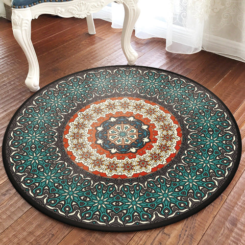 BowLift | Traditional Multicolored Moroccan Carpet Polypropylene Mandala Area Rug Non-Slip Machine Washable Stain Resistant Rug for Rome