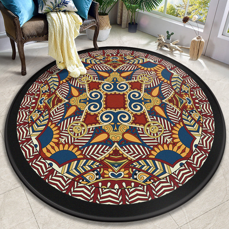 Colorful Mandala Rug Polyester Turkish Indoor Rug Anti-Slip Mat Machine Washable Pet-Friendly Rug for the Living Room | Bowlift
