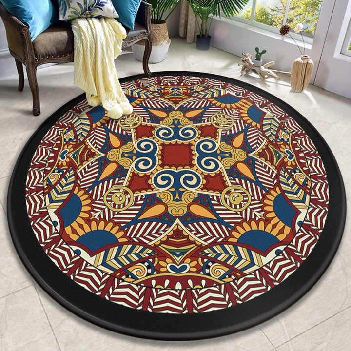 Colorful Mandala Rug Polyester Turkish Indoor Rug Anti-Slip Mat Machine Washable Pet-Friendly Rug for the Living Room | Bowlift