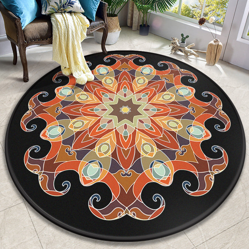 Colorful Mandala Rug Polyester Turkish Indoor Rug Anti-Slip Mat Machine Washable Pet-Friendly Rug for the Living Room | Bowlift