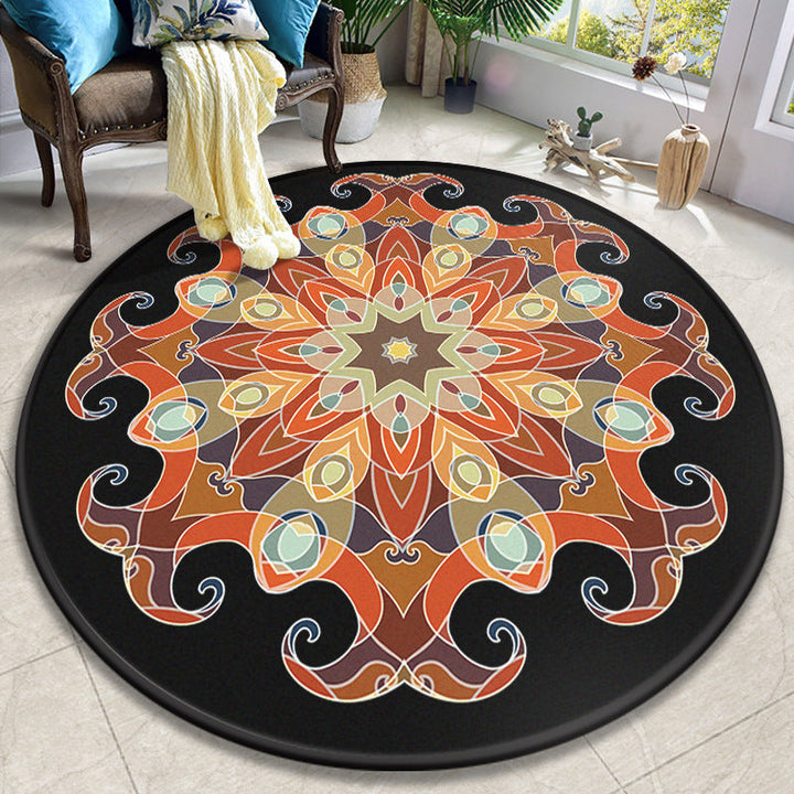 Colorful Mandala Rug Polyester Turkish Indoor Rug Anti-Slip Mat Machine Washable Pet-Friendly Rug for the Living Room | Bowlift