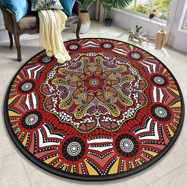 Colorful Mandala Rug Polyester Turkish Indoor Rug Anti-Slip Mat Machine Washable Pet-Friendly Rug for the Living Room | Bowlift