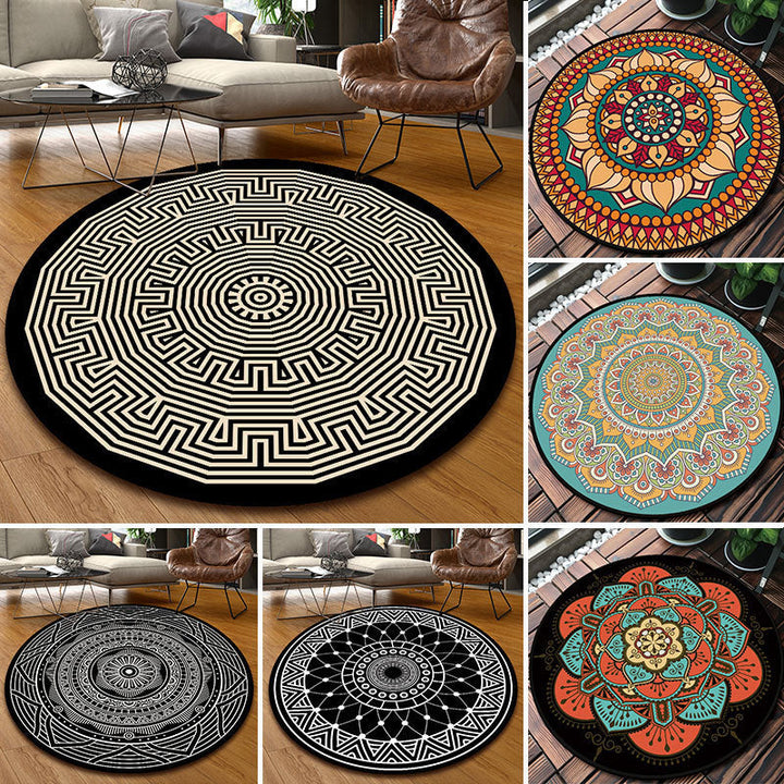 Unique multicolored mandala rug Synthetic Moroccan rug Stain resistant Non-slip backing Machine washable rug for the front door | Bowlift