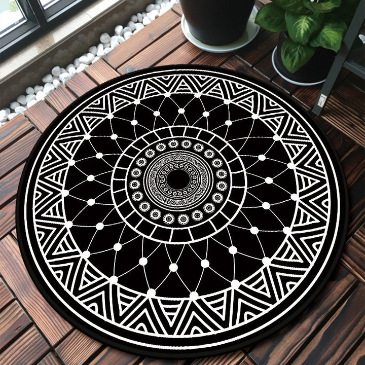 Unique multicolored mandala rug Synthetic Moroccan rug Stain resistant Non-slip backing Machine washable rug for the front door | Bowlift