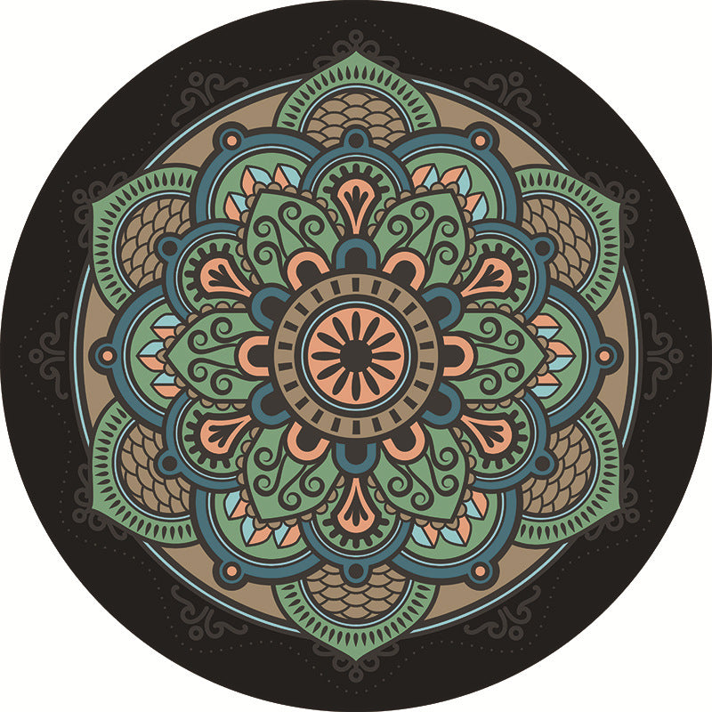 Unique multicolored mandala rug Synthetic Moroccan rug Stain resistant Non-slip backing Machine washable rug for the front door | Bowlift
