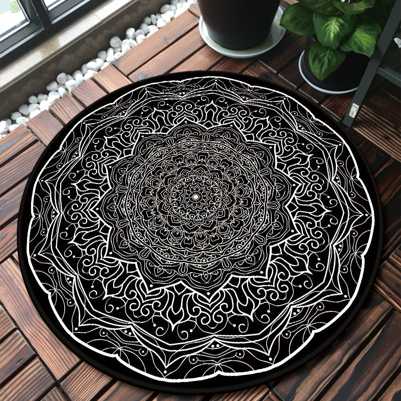 Unique multicolored mandala rug Synthetic Moroccan rug Stain resistant Non-slip backing Machine washable rug for the front door | Bowlift