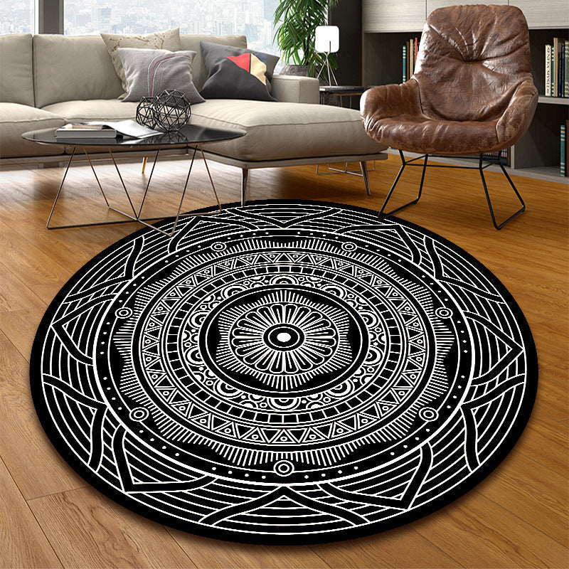 Unique multicolored mandala rug Synthetic Moroccan rug Stain resistant Non-slip backing Machine washable rug for the front door | Bowlift